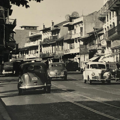 Vintage Street Scene Snapshot Photo Photograph Cars Automobile Club Building