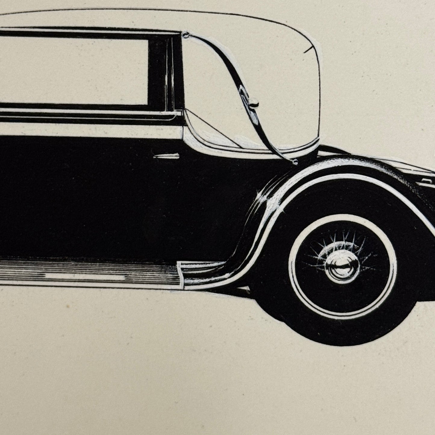 1931 N.A.G. V8 Sport Cabriolet Car Illustration Art Drawing Vintage Miniature