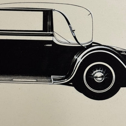 1931 N.A.G. V8 Sport Cabriolet Car Illustration Art Drawing Vintage Miniature