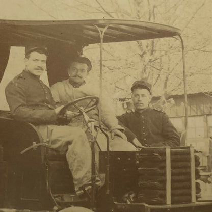 Antique Photo Photograph Print Men in Early Automobile Car Vehicle Italian ?
