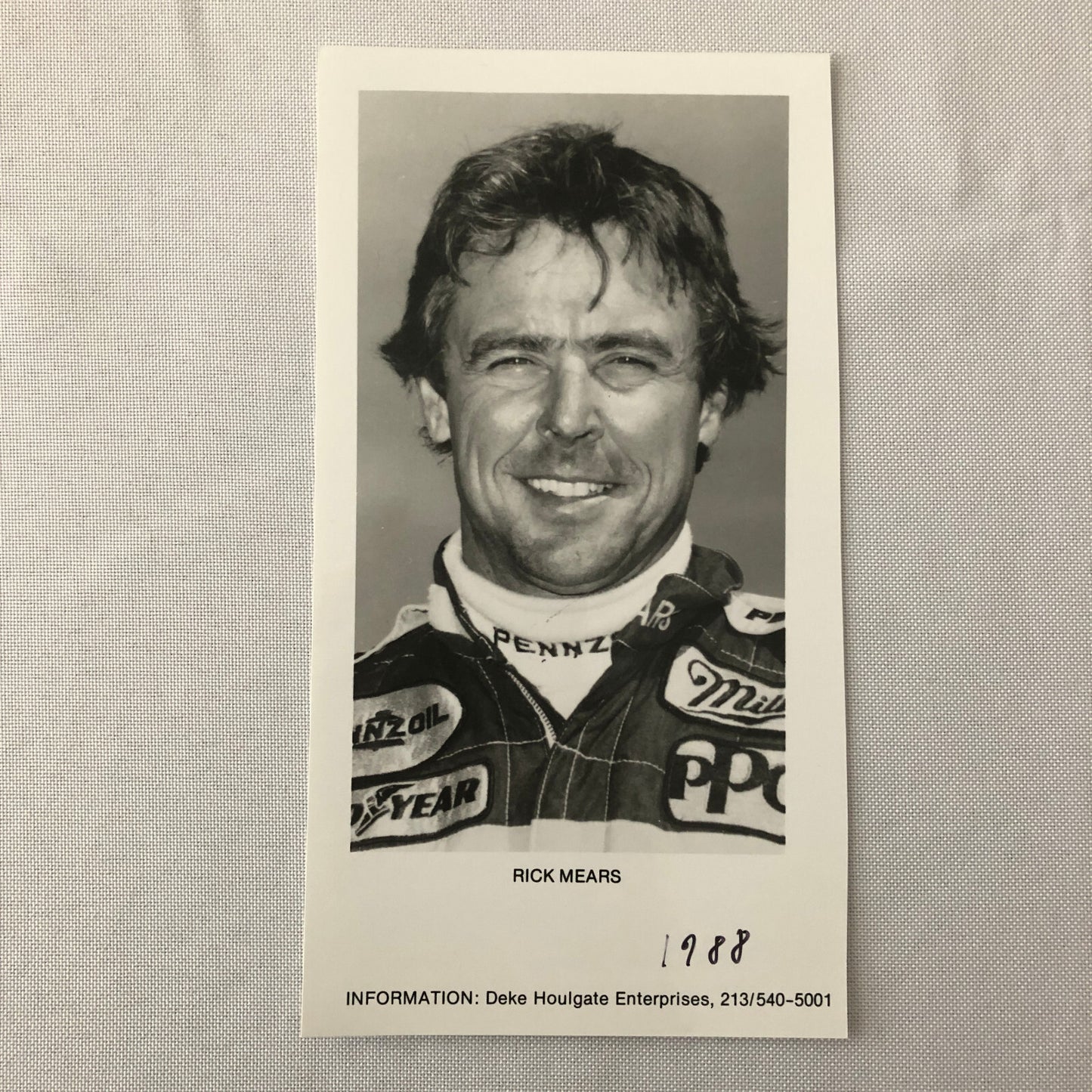 Vintage Indy Indianapolis Racing Photo Photograph Rick Mears Driver