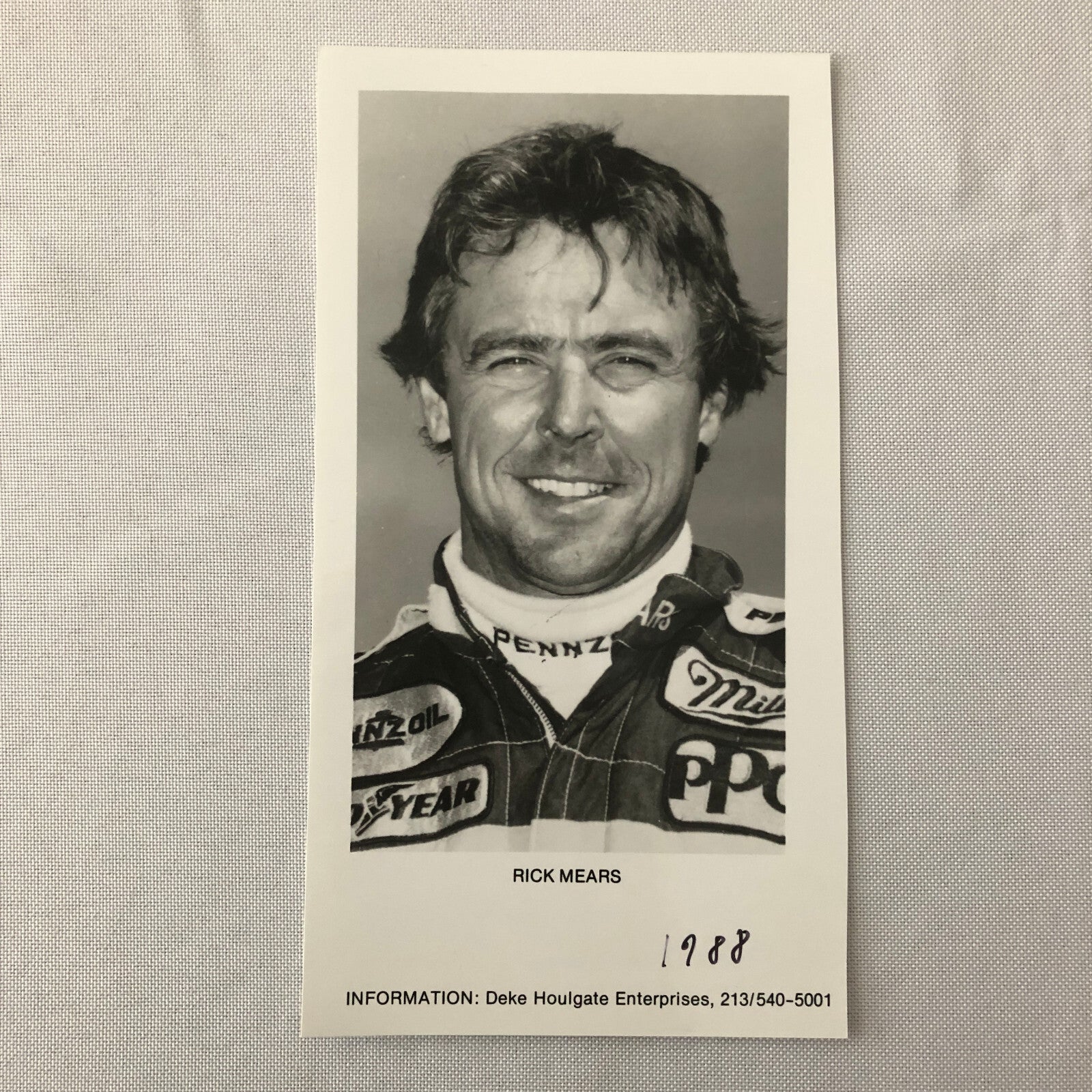 Vintage Indy Indianapolis Racing Photo Photograph Rick Mears Driver
