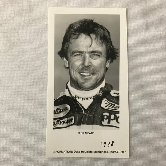Vintage Indy Indianapolis Racing Photo Photograph Rick Mears Driver