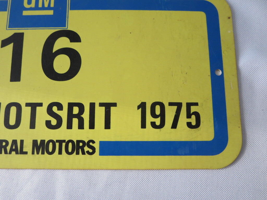 Vintage 1975 Hots Knots Rit Holland Car Rally Participant Plate Plaque #16 GM 