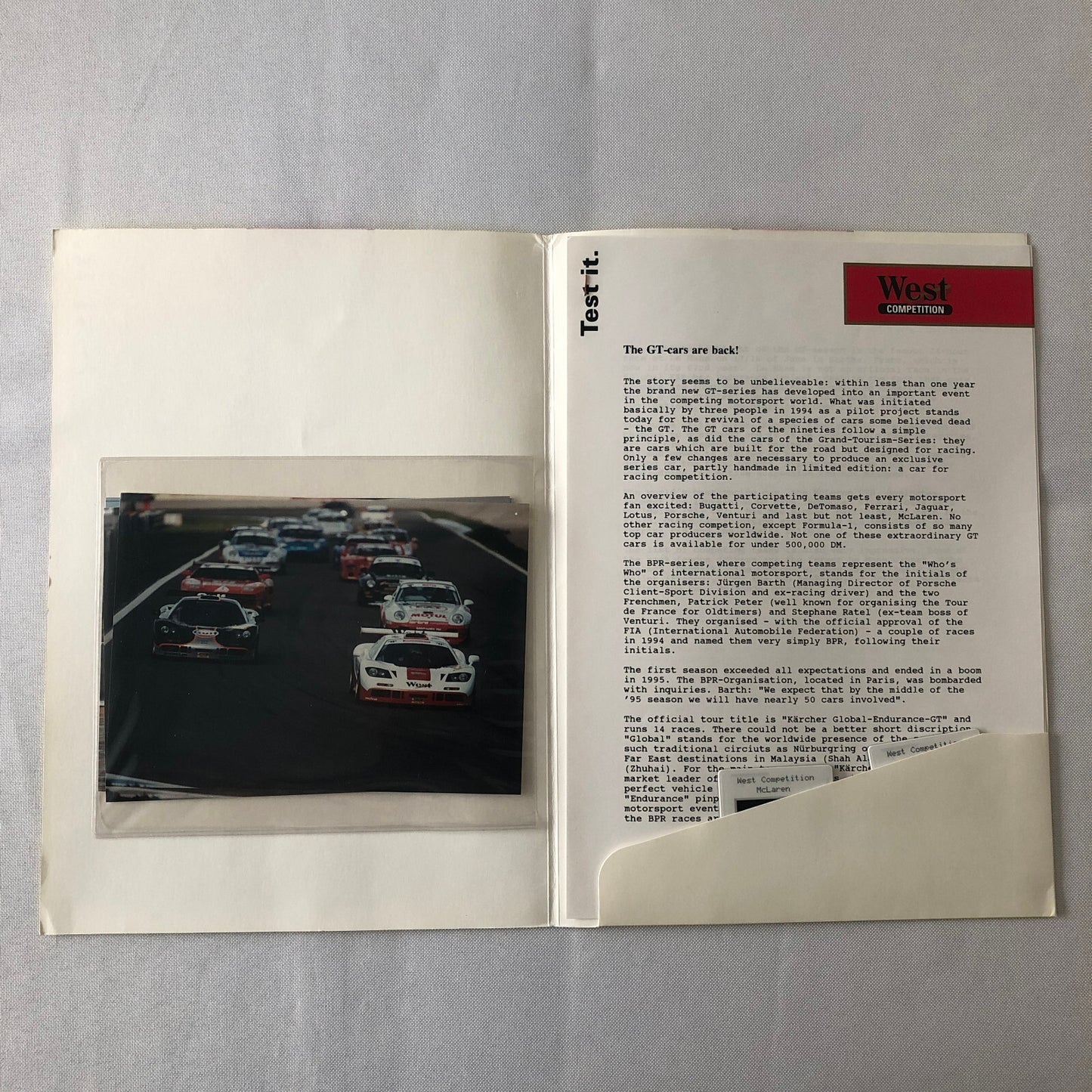 McLaren F1 West Competition Racing Press Kit Brochure Photo 35MM Slide +