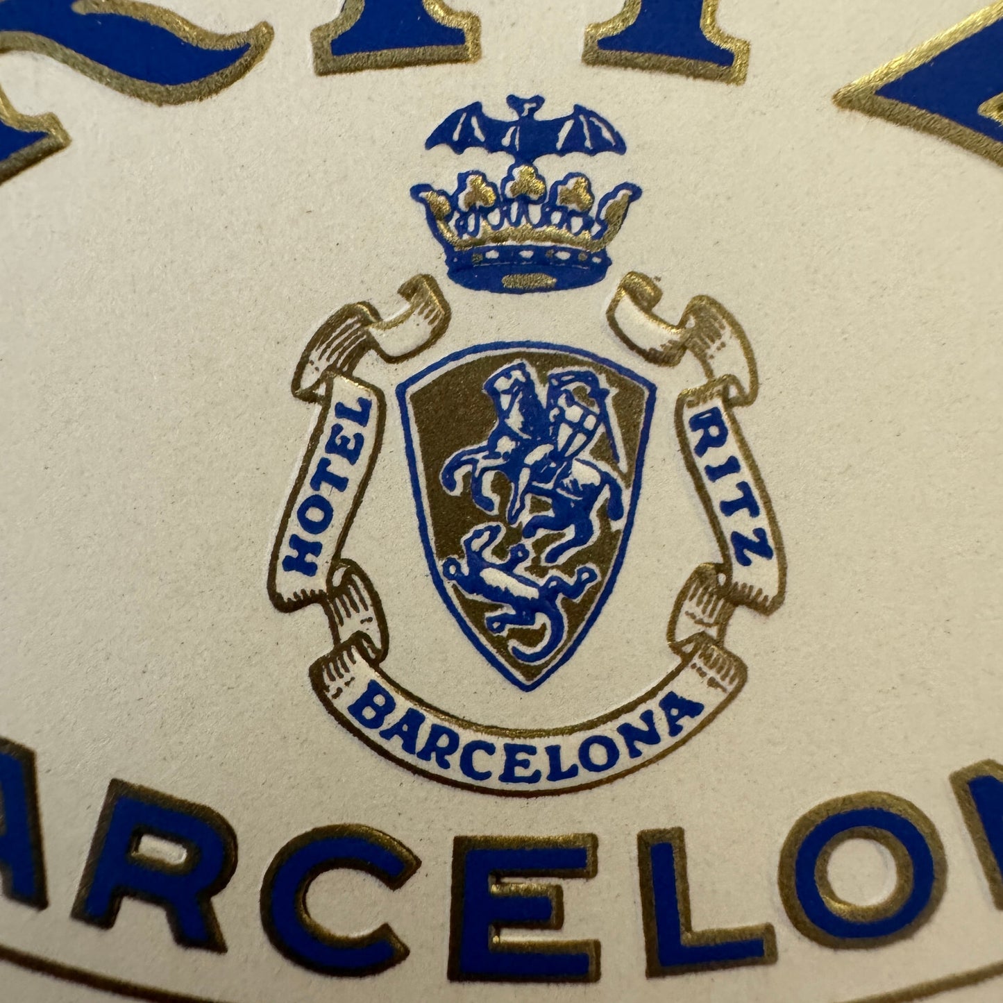 Vintage Hotel Travel Label Hotel Ritz Barcelona Spain Espana Spanish