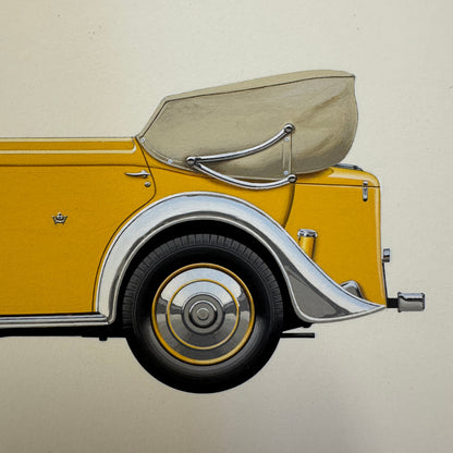 1934 Rolls Royce Phantom II Coachbuilder Cabriolet Car Illustration Art Drawing