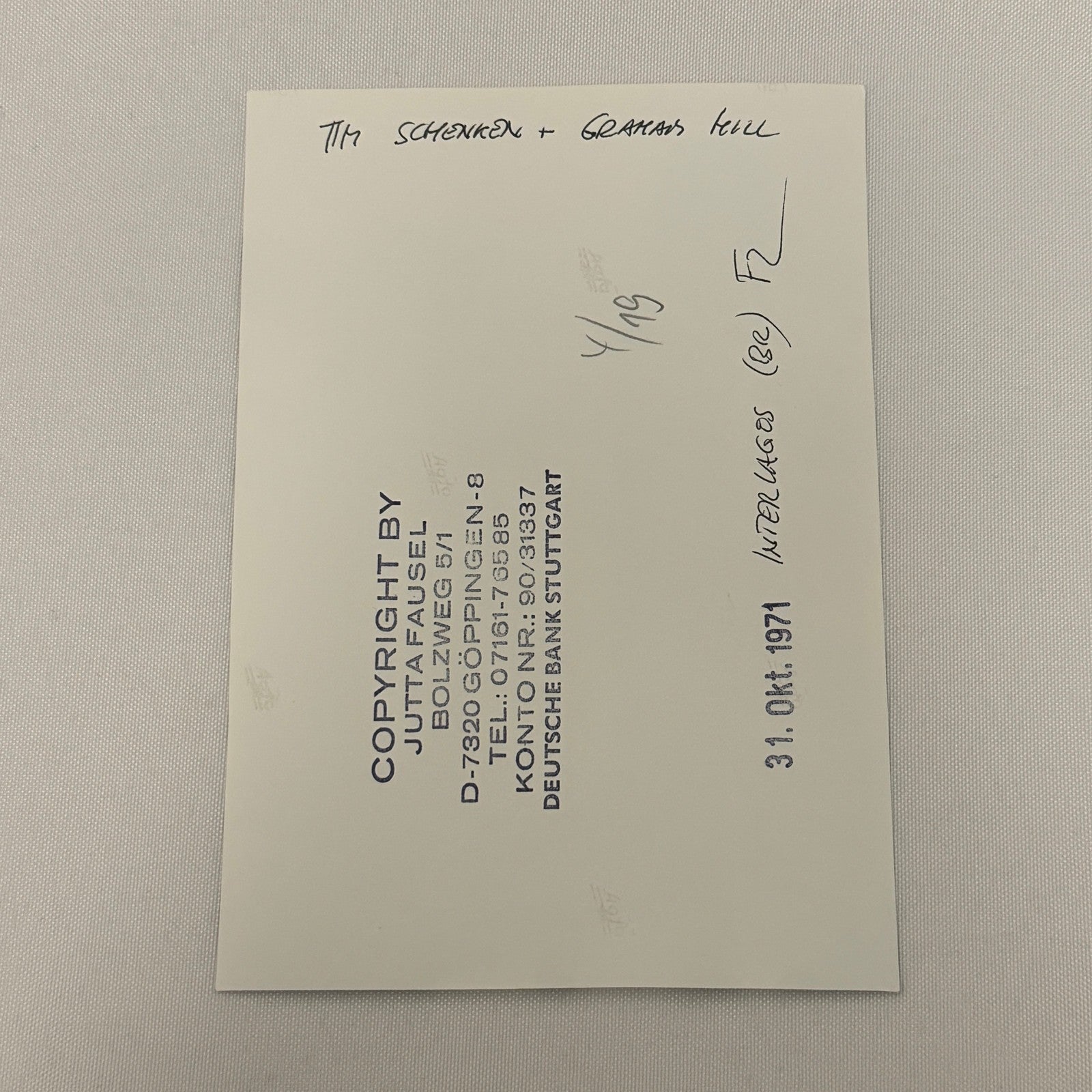 Vintage Racing Photo 1971 Interlagos F2 Race Graham Hill Tim Schenken Motorsport