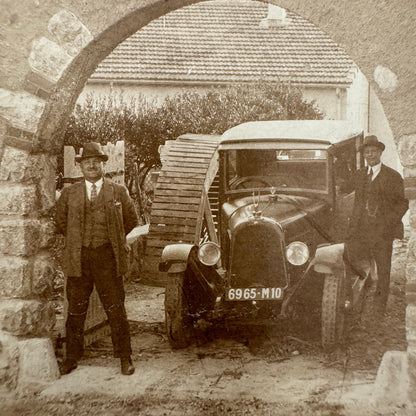 Vintage Photograph Men with Early Automobile Building AMAZING Image