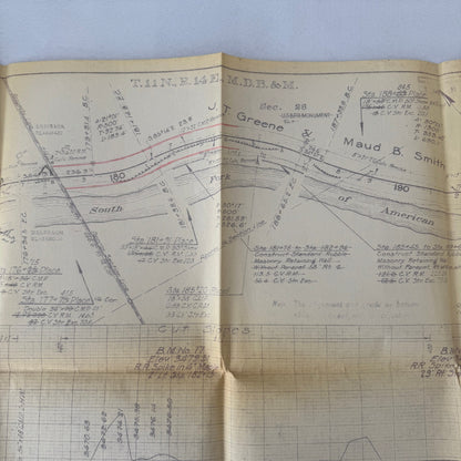 1931 California Highway Dept “As Built” Road Plan Map Blueprint T11N R14E MDB&M
