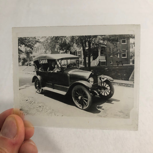 Antique Glass Plate Lantern Slide Photo Car Automobile Family Baby Children