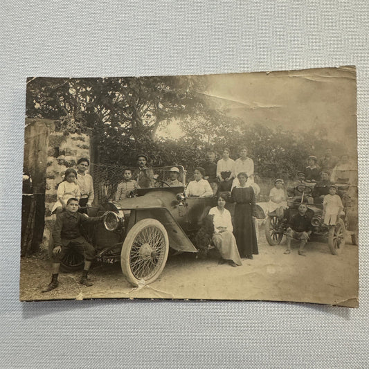 Antique Photo Photograph Print People with Automobile Car