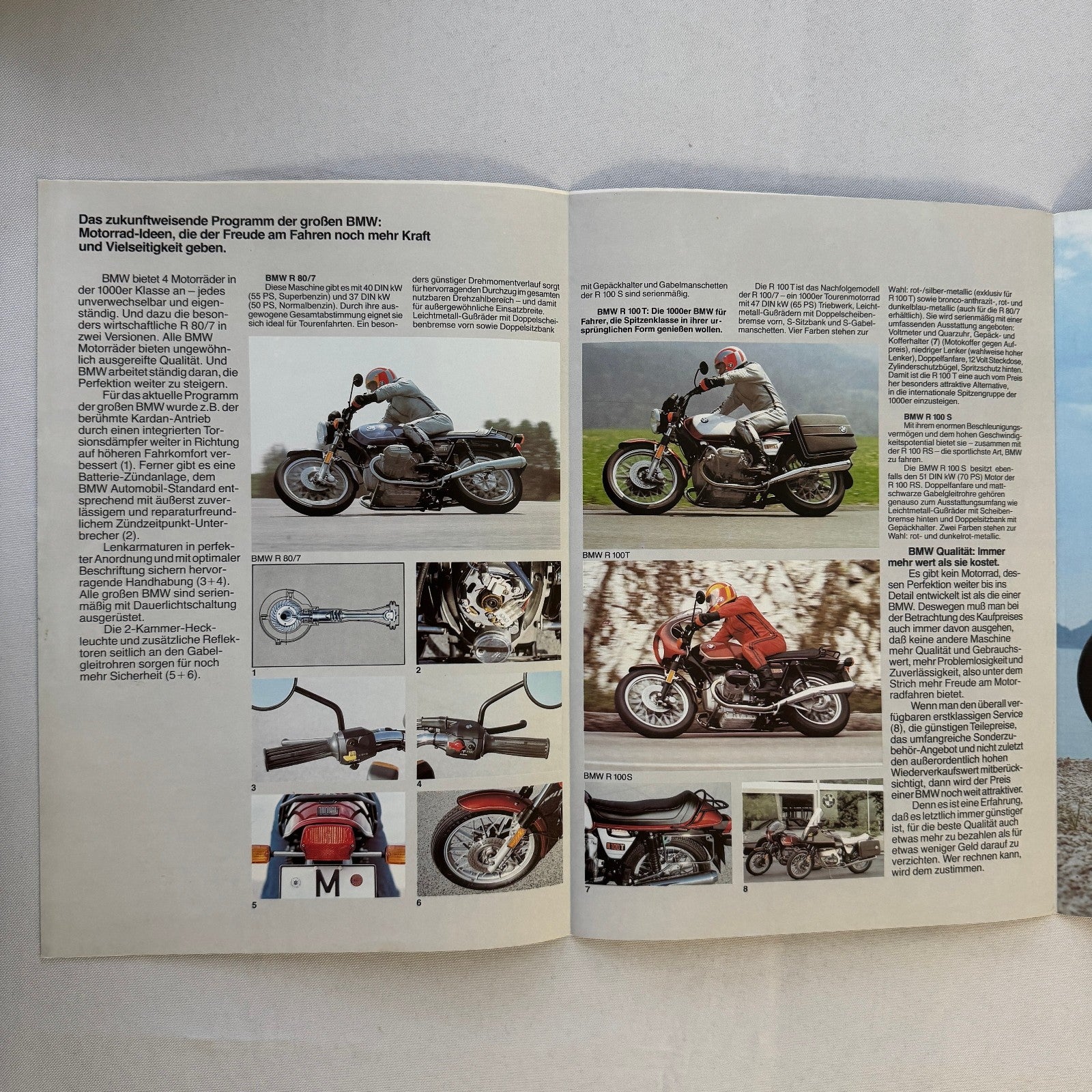 Vintage BMW Motorcycle Bike Brochure R100RS R100RT R100S R100T R65 R45 GERMAN