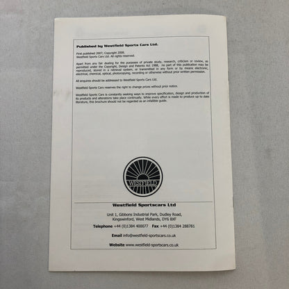 Westfield Kit Car Sports Cars Sales Brochure Catalog SEiGHT Mega Range Sport