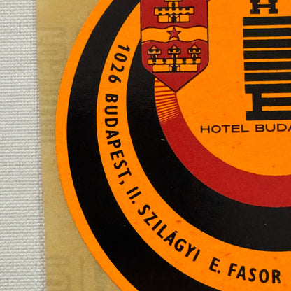 Vintage Travel Luggage Label Sticker Decal Hotel Budapest Hungary Hungarian