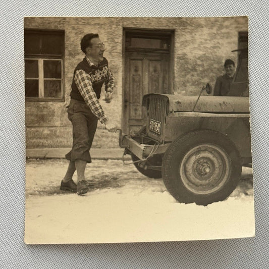 Man with Jeep Vintage Photo Photograph Print Germany