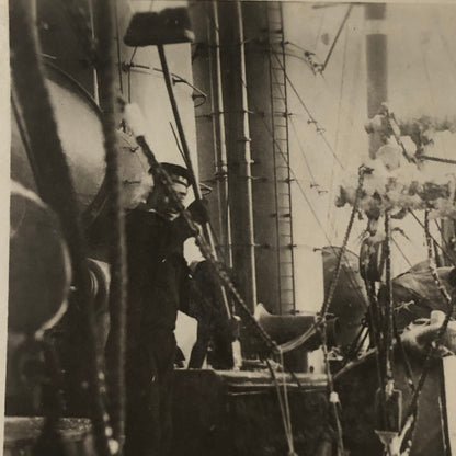 Press Photo Photograph Japanese Military Cruiser Boat Ship Sailors Shabghaikan