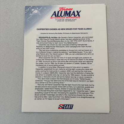 Bettenhausen Alumax Racing Press Kit Brochure 1997 CART Patrick Carpentier