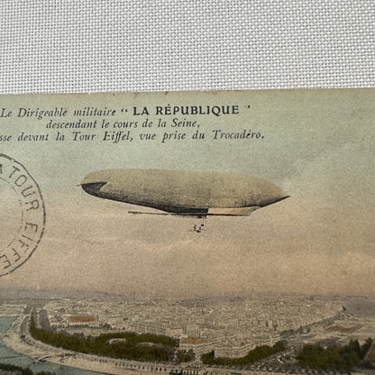 Vintage Zeppelin Airship Dirigible Postcard Post Card French La Republique