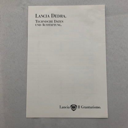 Lancia Dedra Car Sales Brochure Catalog Dedra German Text