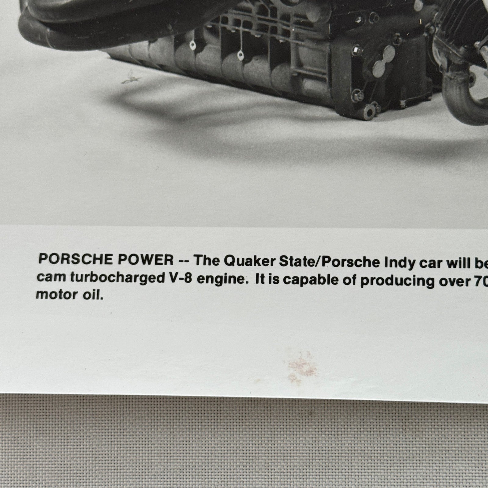 Porsche Quaker State Indy Racing Car Engine Factory Press Photo Photograph Print