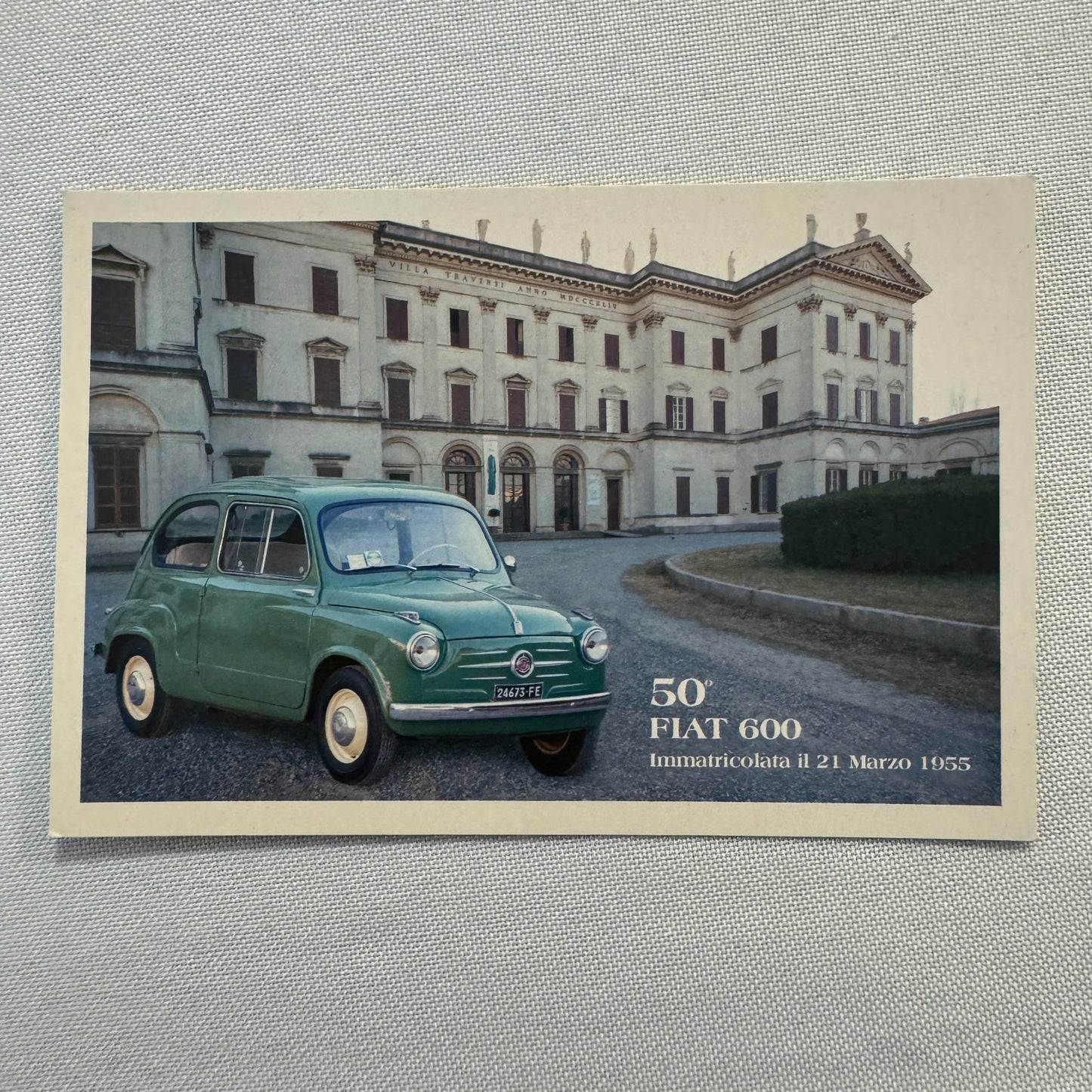 1955 Fiat 600 Italian Postcard Post Card Collectible Numbered 2005