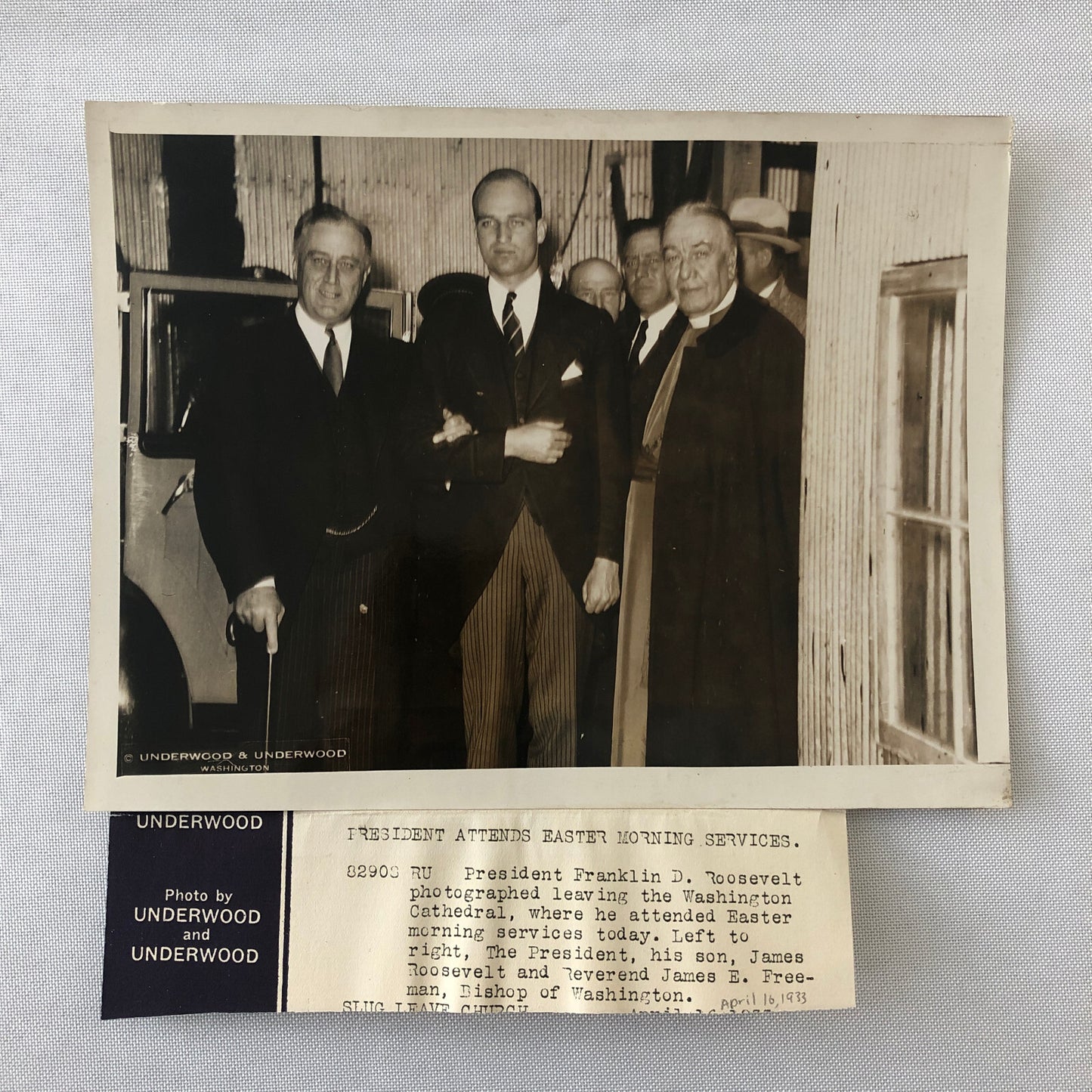 Press Photo Photograph President Franklin Roosevelt Easter Church Service 1933