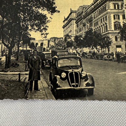 Vintage Italian Street Postcard Post Card Roma Rome Via Vittorio Veneto Car