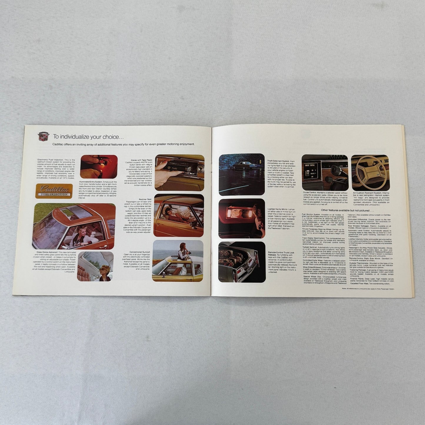 1975 Cadillac Car Sales Brochure Catalog Coupe DeVille Calais Eldorado +