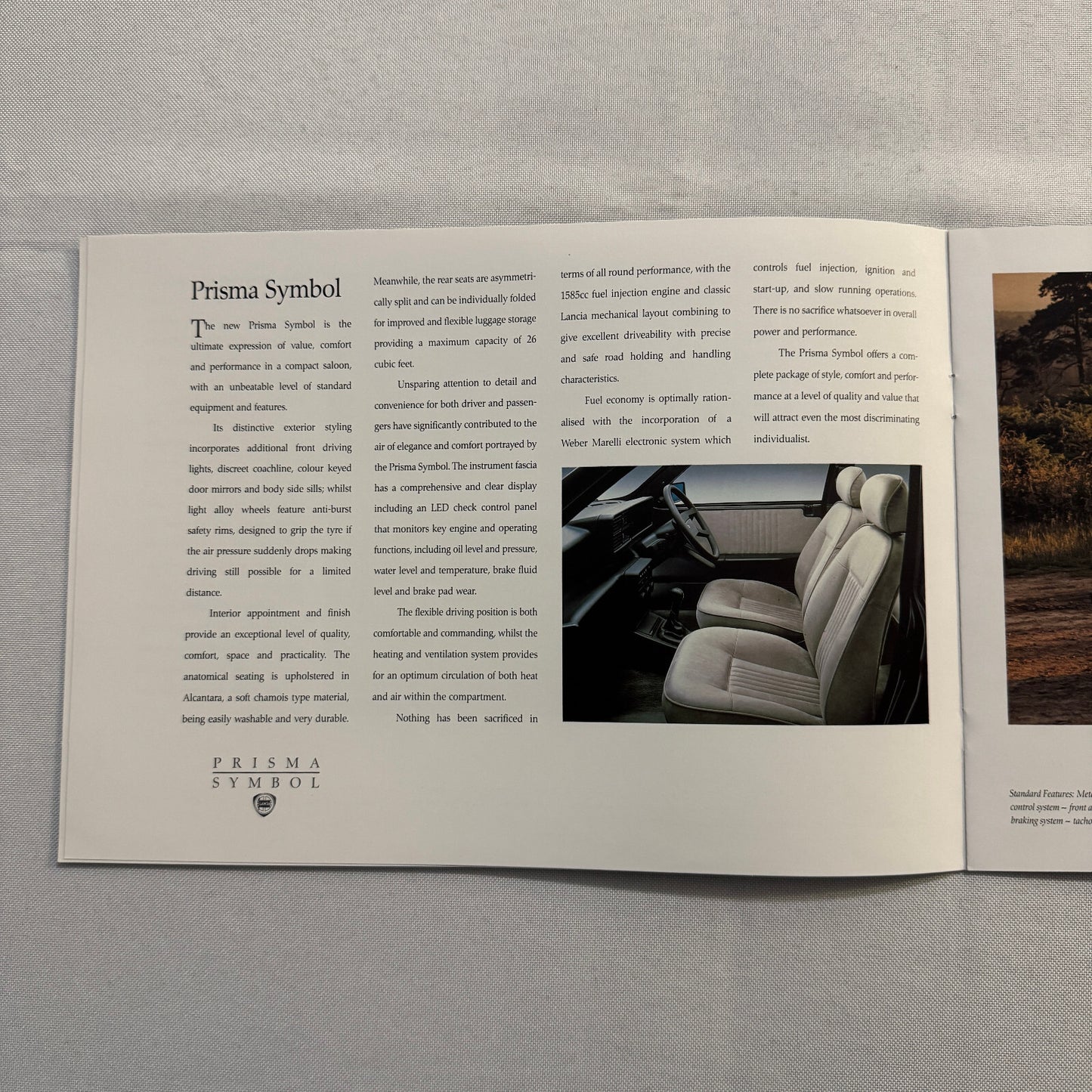 Lancia Prisma Car Sales Brochure Catalog Advertising Prisma Symbol 1600ie