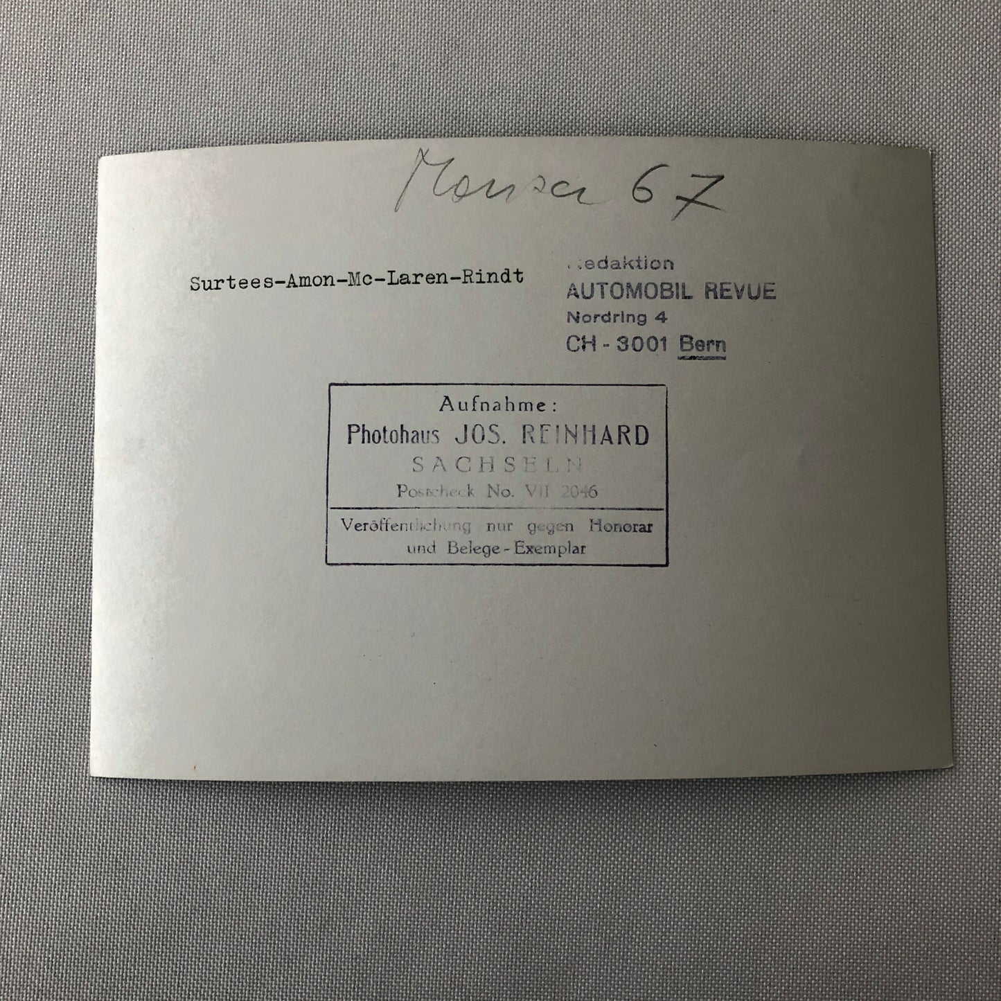 Vintage 1967 Monza Car Racing Photo Photograph John Surtees Bruce McLaren + 