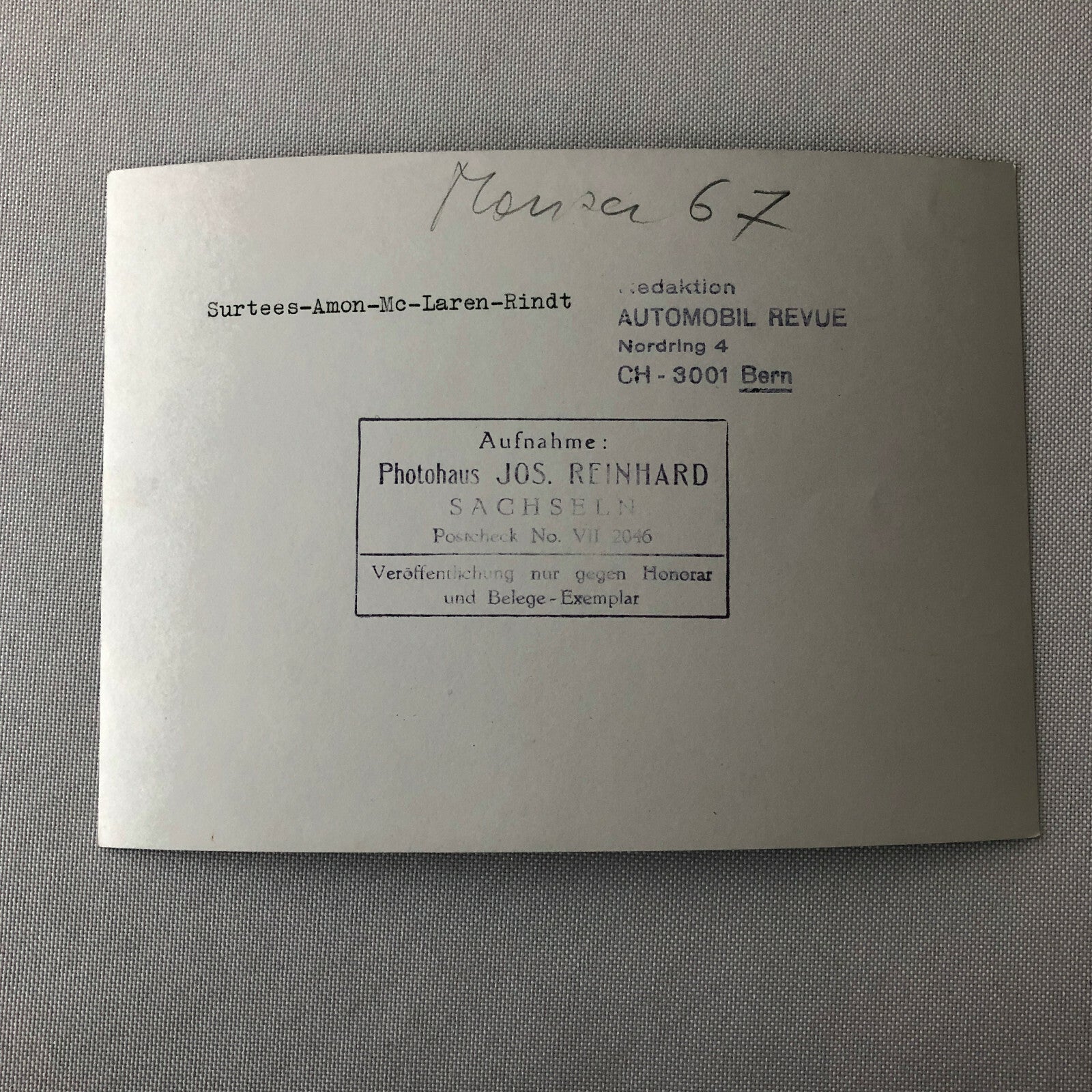 Vintage 1967 Monza Car Racing Photo Photograph John Surtees Bruce McLaren + 