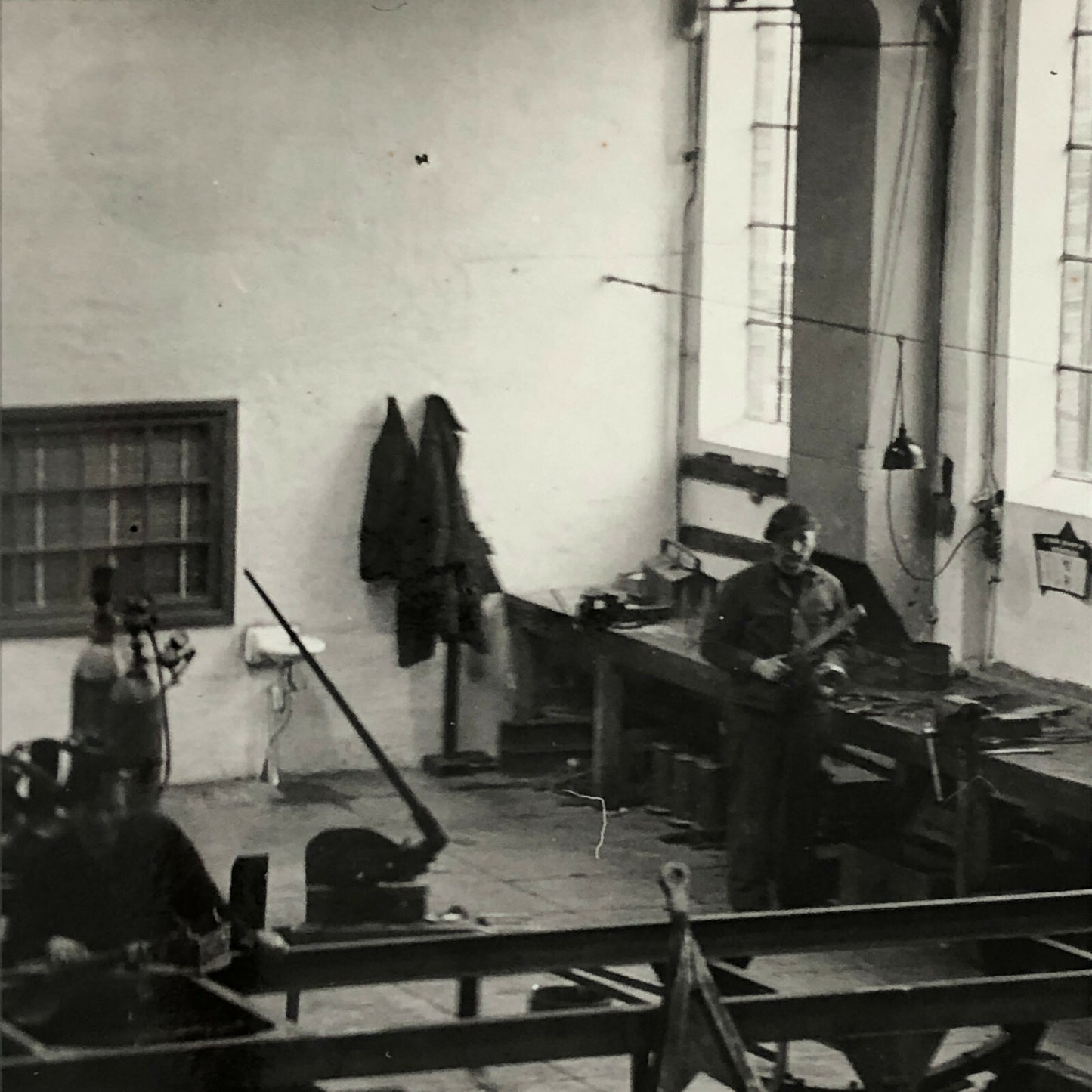Antique Vintage Photograph of a Factory with Workers - Denmark Ergo Trailer ? 