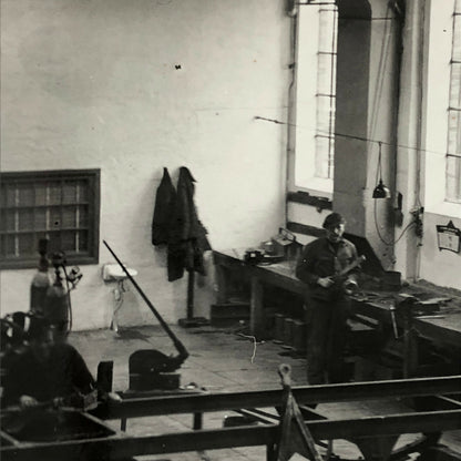 Antique Vintage Photograph of a Factory with Workers - Denmark Ergo Trailer ? 