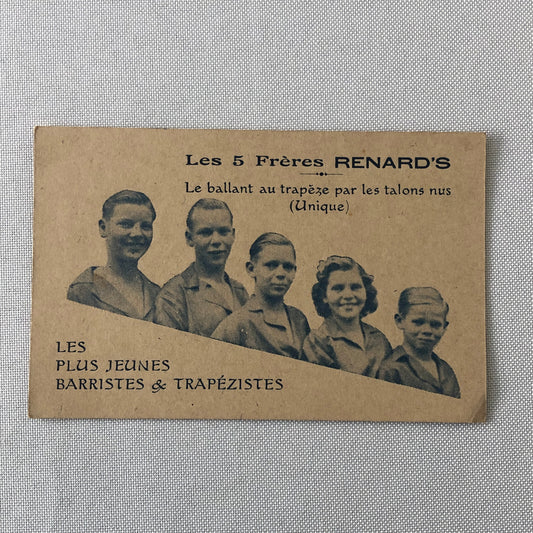 Circus Trapeze Acrobat Children Act Les 5 Freres Renards Postcard Post Card