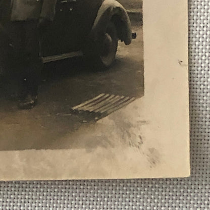 Vintage Photo Photograph Man in Military Uniform with Classic Car Tag AL22SM2