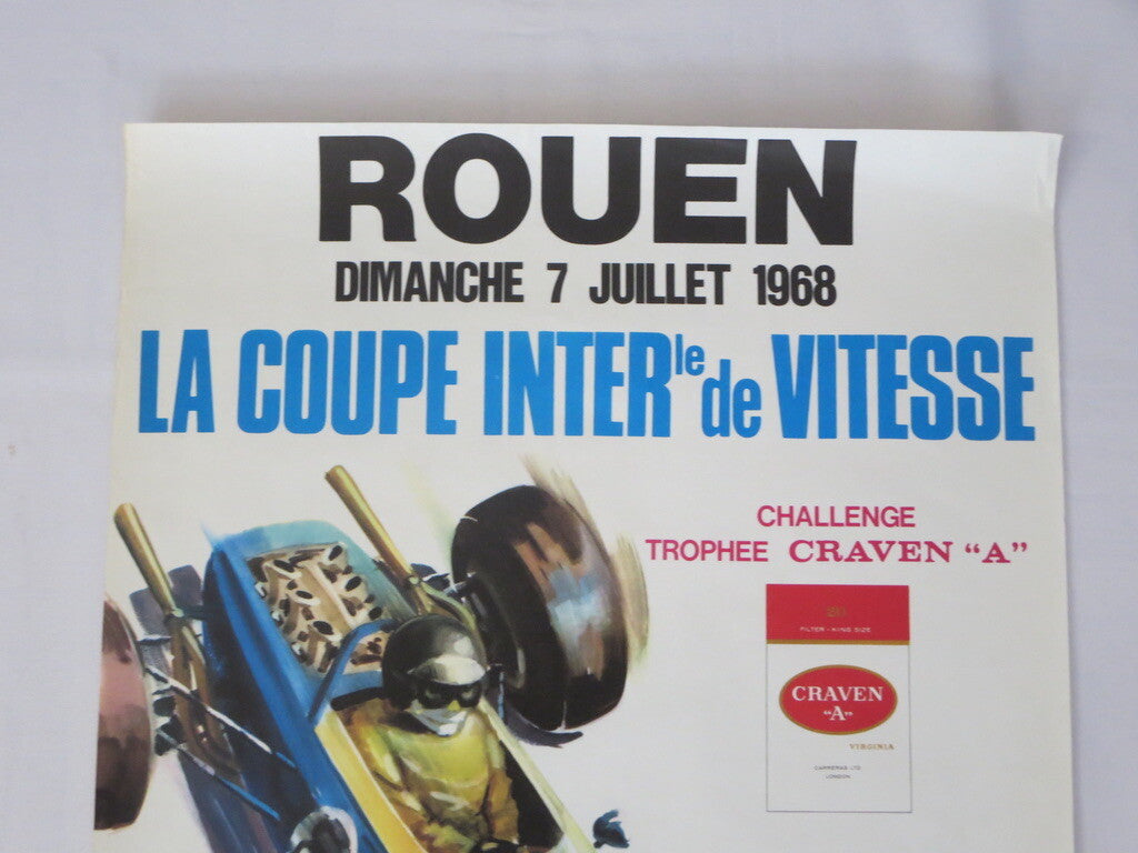 Poster Racing Rouen La Coupe Inter de Vitesse 1968 Event Authentic Original