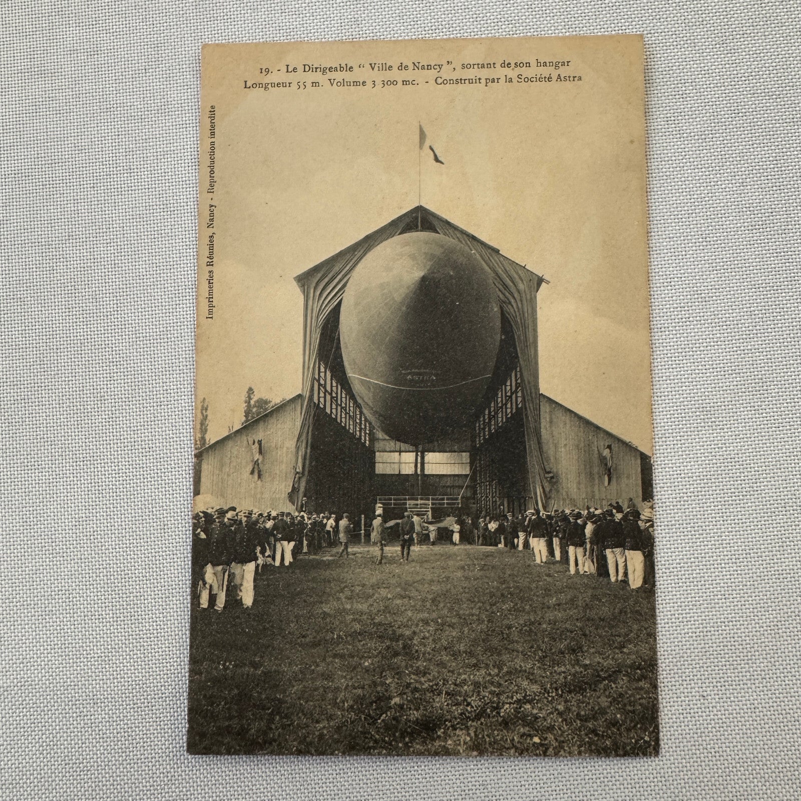 Vintage Airship Dirigible Zeppelin Postcard Post Card French Ville De Nancy