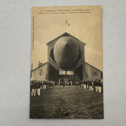 Vintage Airship Dirigible Zeppelin Postcard Post Card French Ville De Nancy