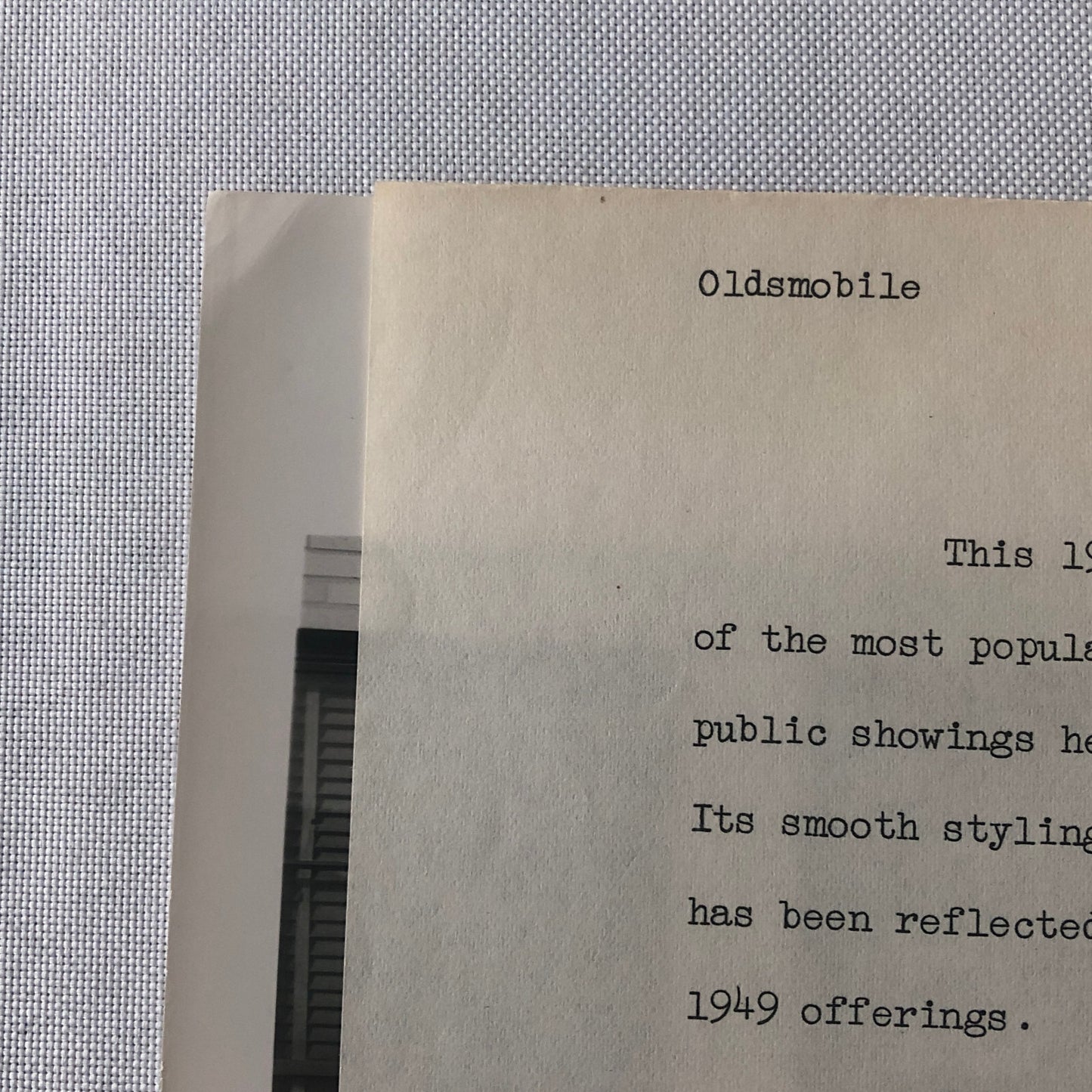 1949 Oldsmobile Series 76 Futuramic Club Coupe Factory Press Photo Photograph