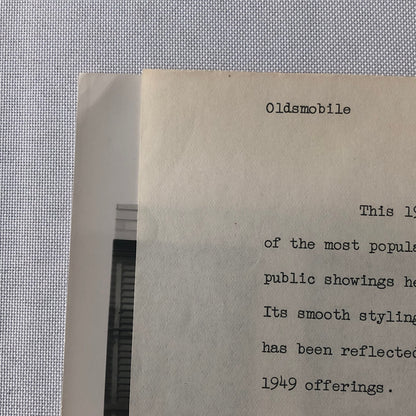 1949 Oldsmobile Series 76 Futuramic Club Coupe Factory Press Photo Photograph