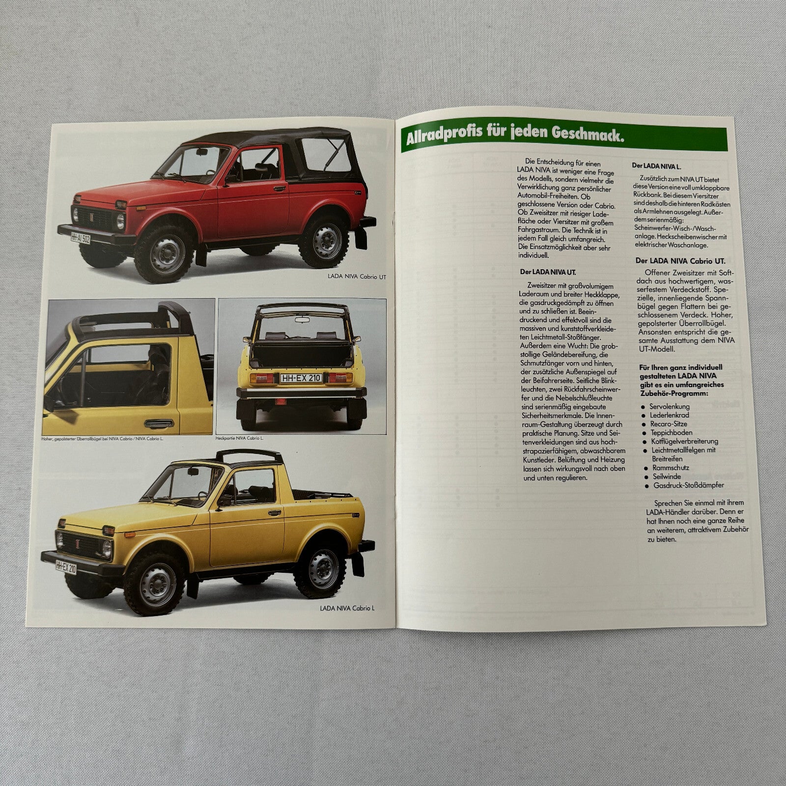 Lada Niva Car Sales Brochure Catalog Niva Cabriolet UT Cabrio Niva L GERMAN