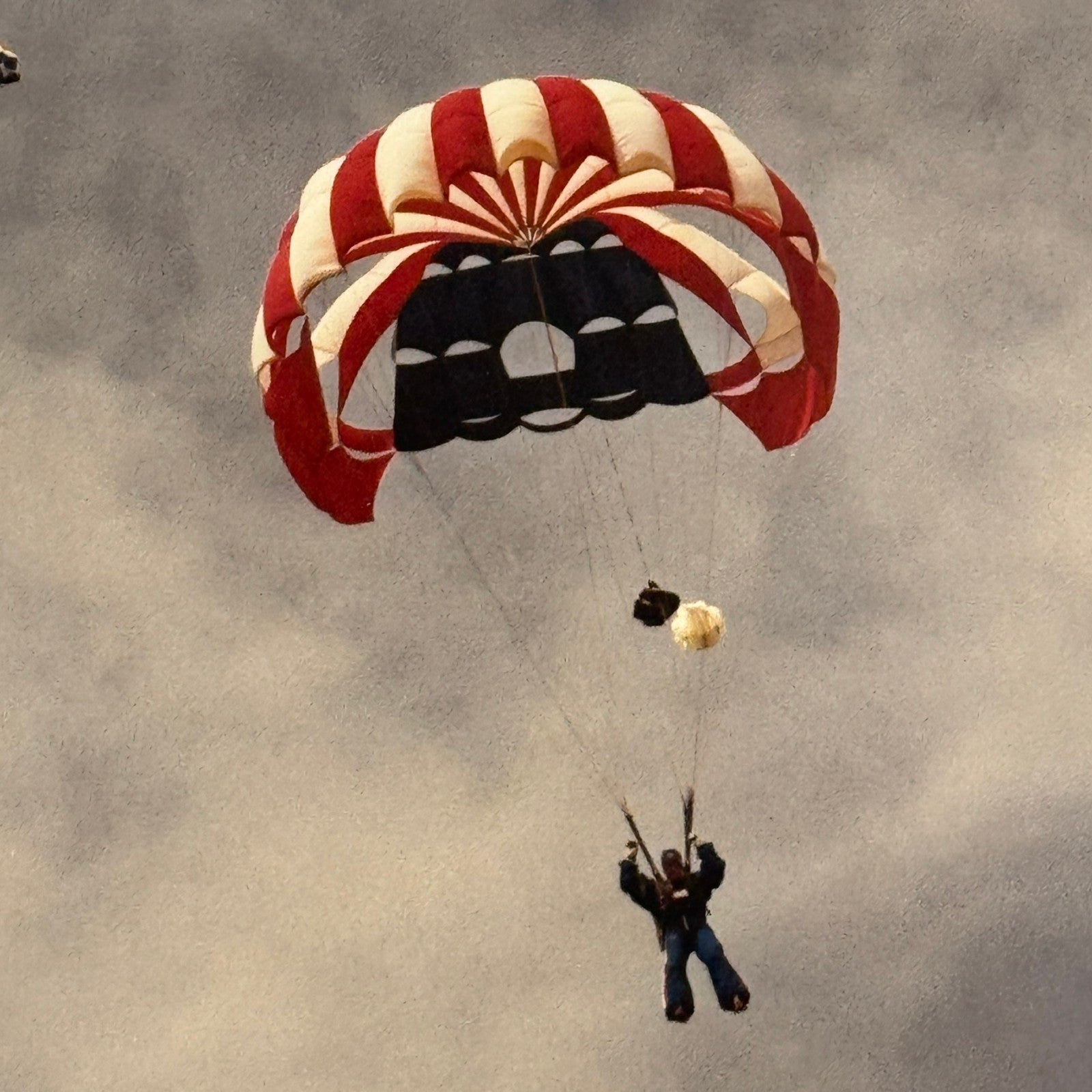 Vintage Skydiving Parachute Photo Large Format Aviation Photograph 1970s-80s