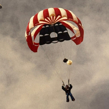 Vintage Skydiving Parachute Photo Large Format Aviation Photograph 1970s-80s