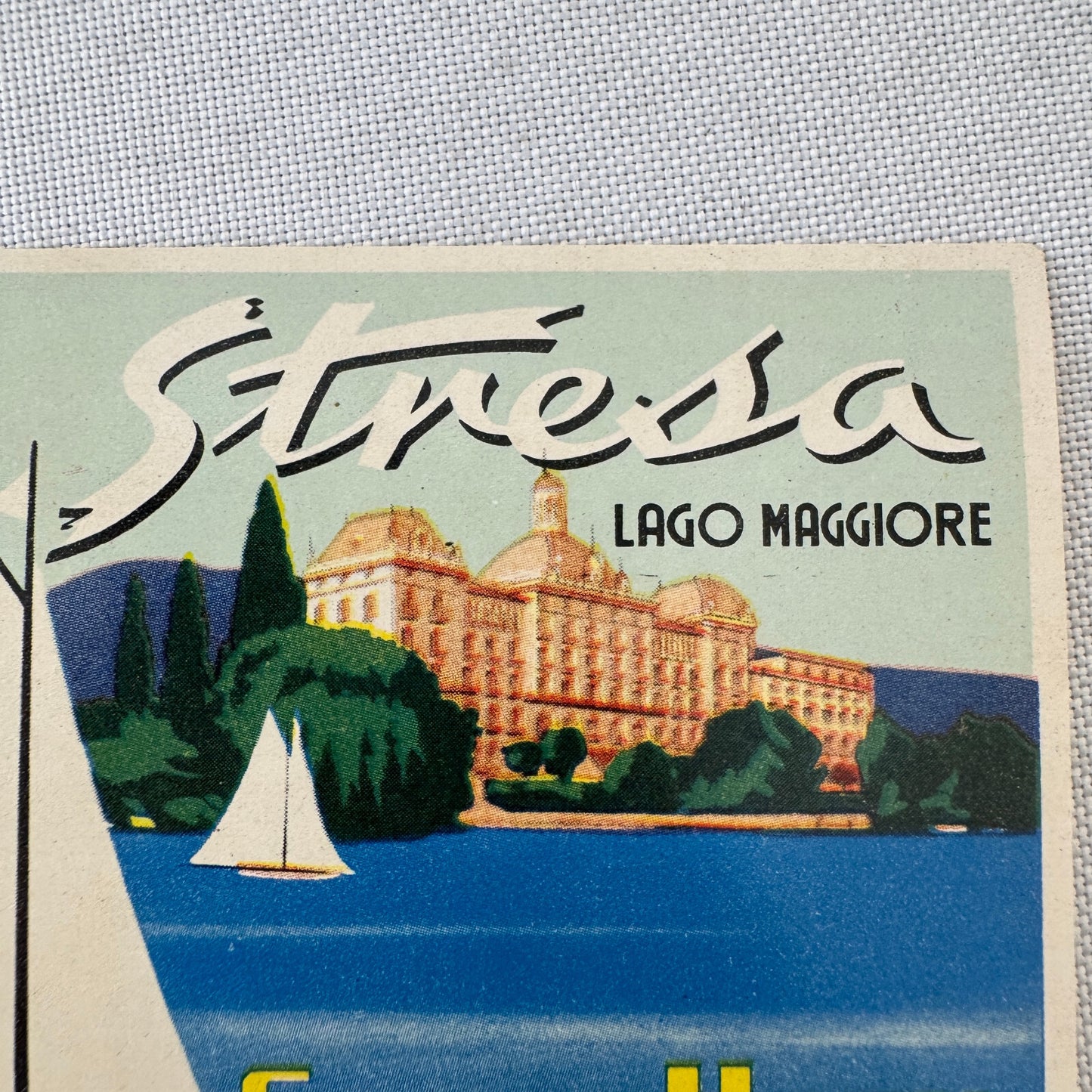 Vintage Hotel Travel Luggage Label Hotel Iles Borromees Stresa Lago Maggiore