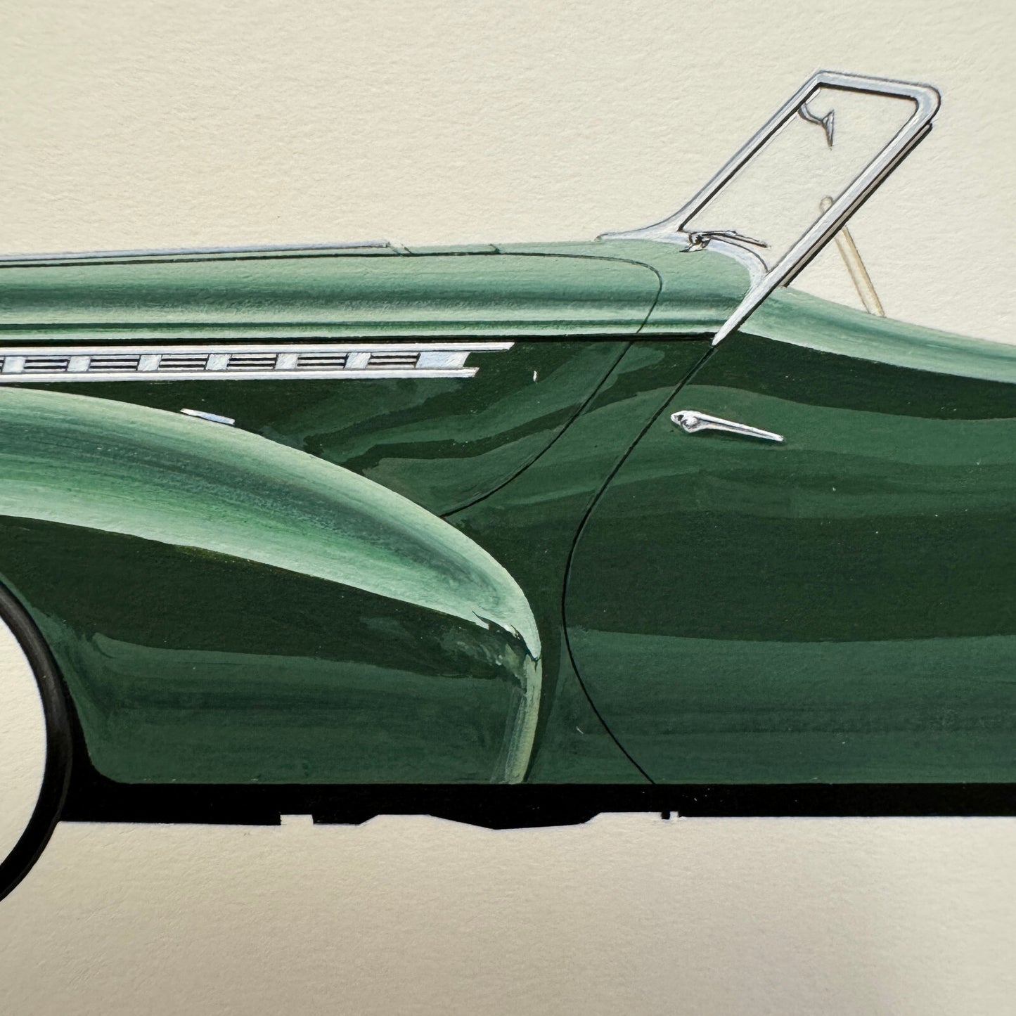 1940 Packard Custom Super 8 Convertible Victoria Car Illustration Art Drawing
