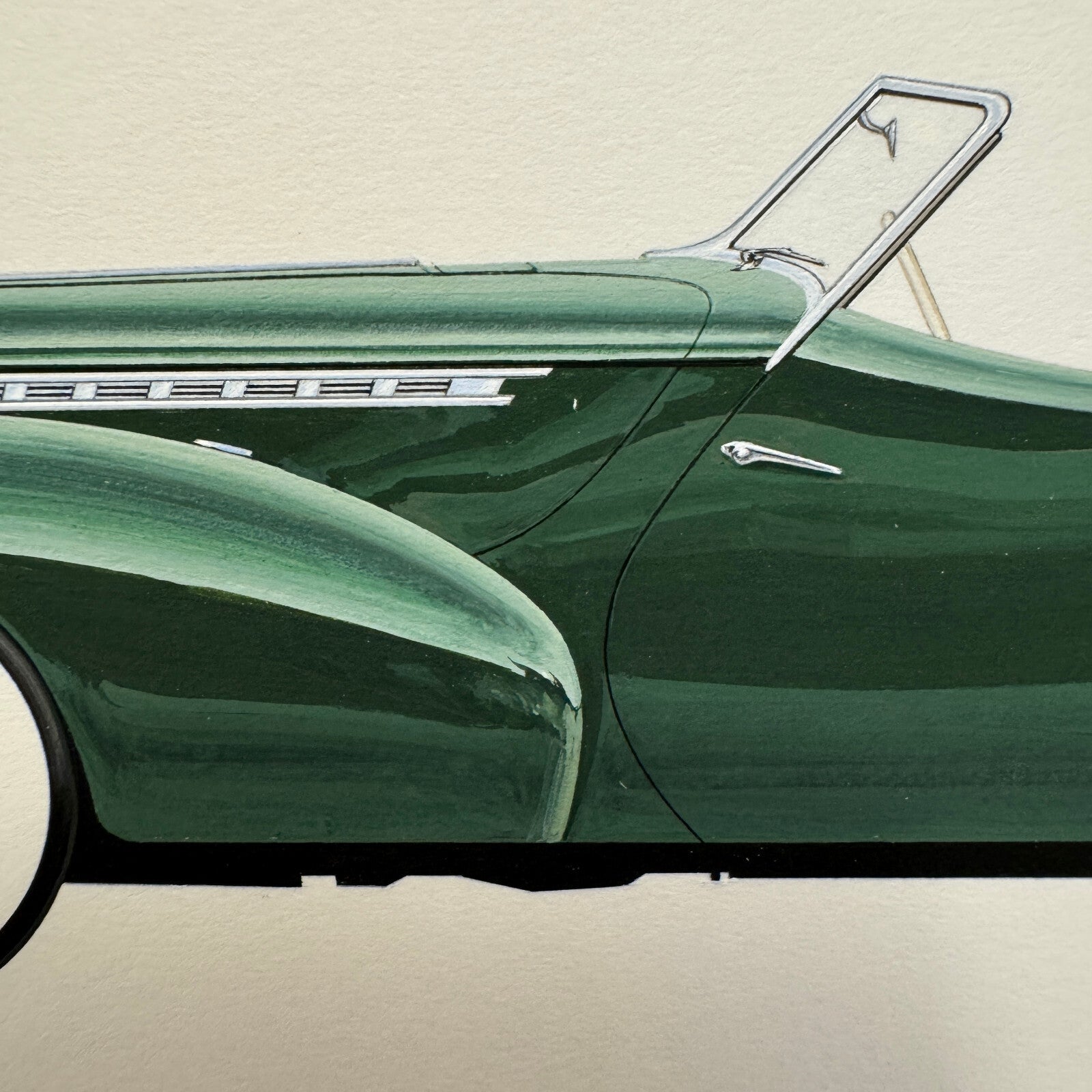 1940 Packard Custom Super 8 Convertible Victoria Car Illustration Art Drawing