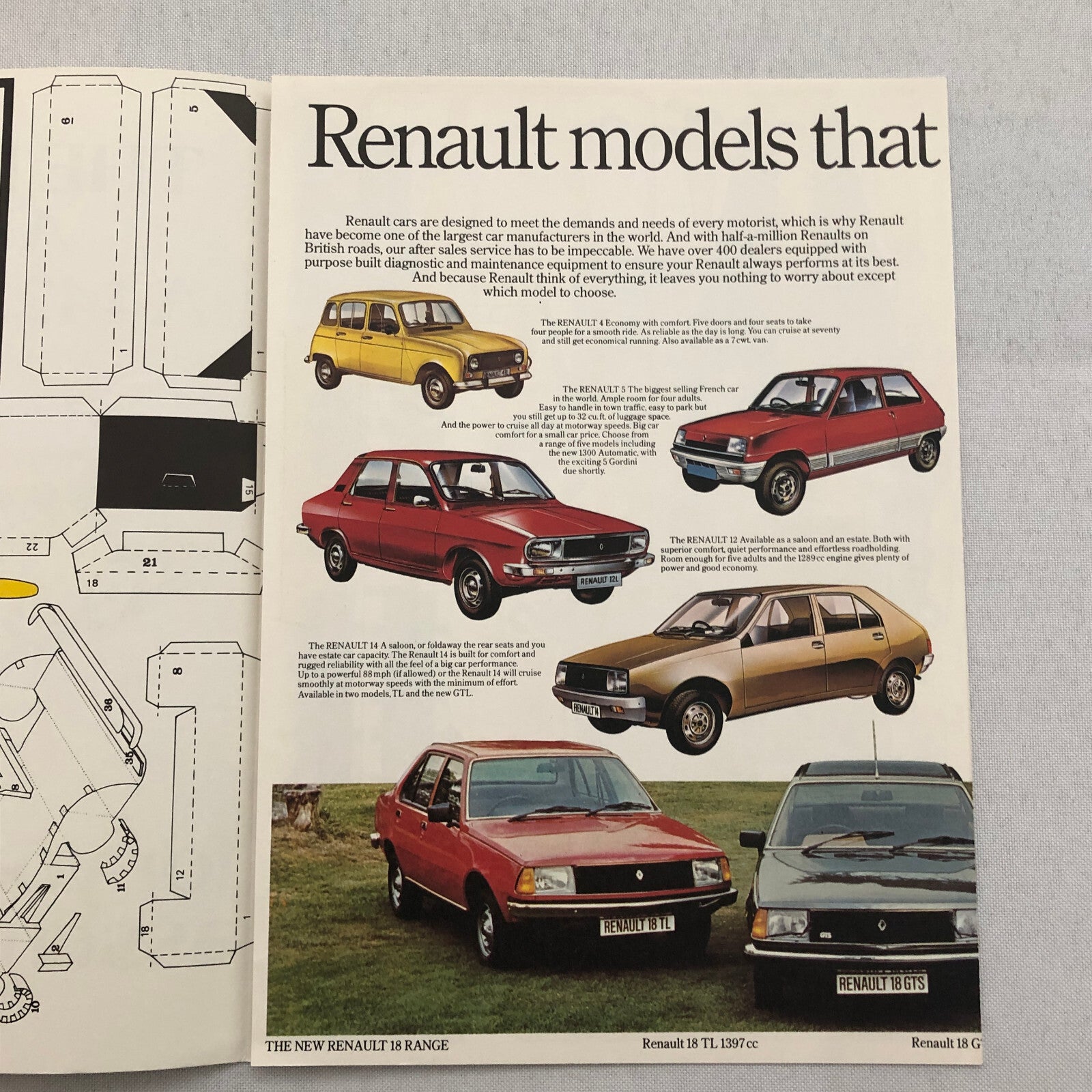 Renault A442 LeMans Paper Racing Car Model Brochure Renault 4 5 12 18 20 30 16