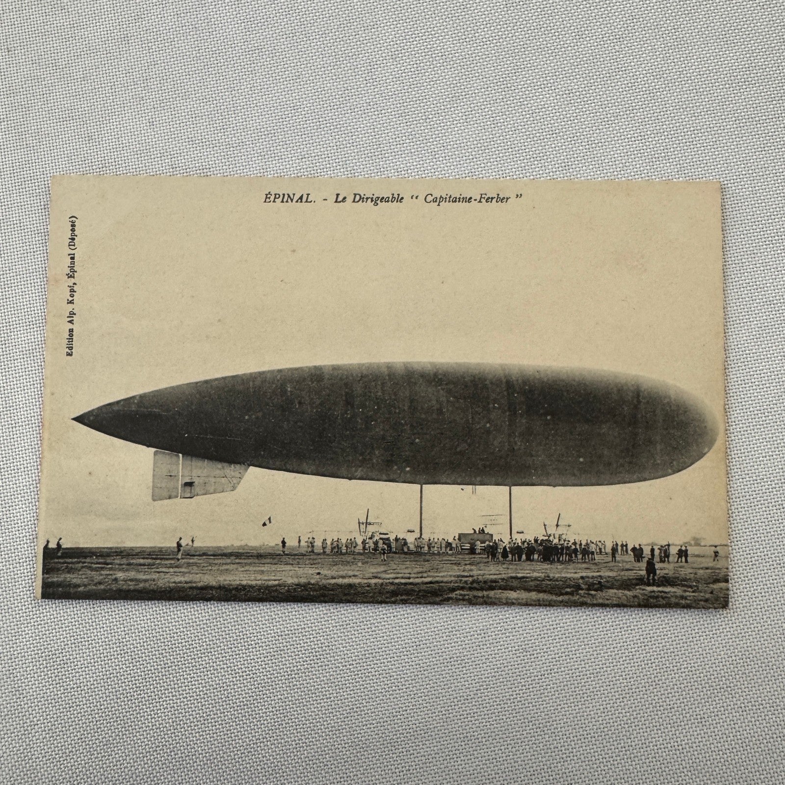 Vintage Zeppelin Airship Dirigible Postcard Post Card French Capitaine Ferber