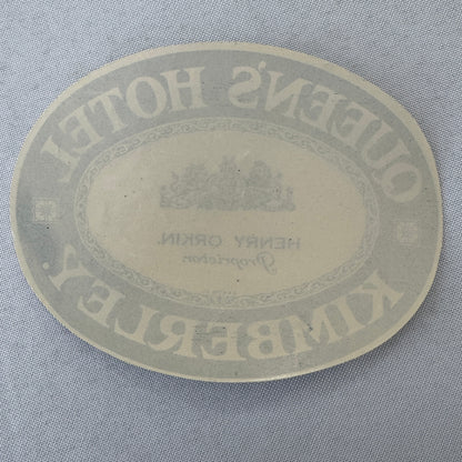 Vintage Hotel Travel Luggage Label Queen's Hotel Kimberley South Africa